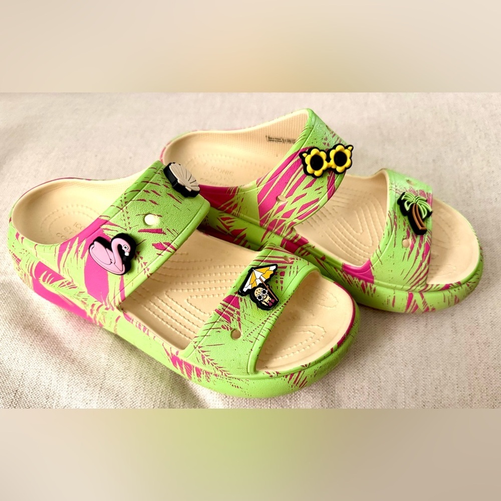 CROCS Cush Spring Break Sandals in Vanilla Multi